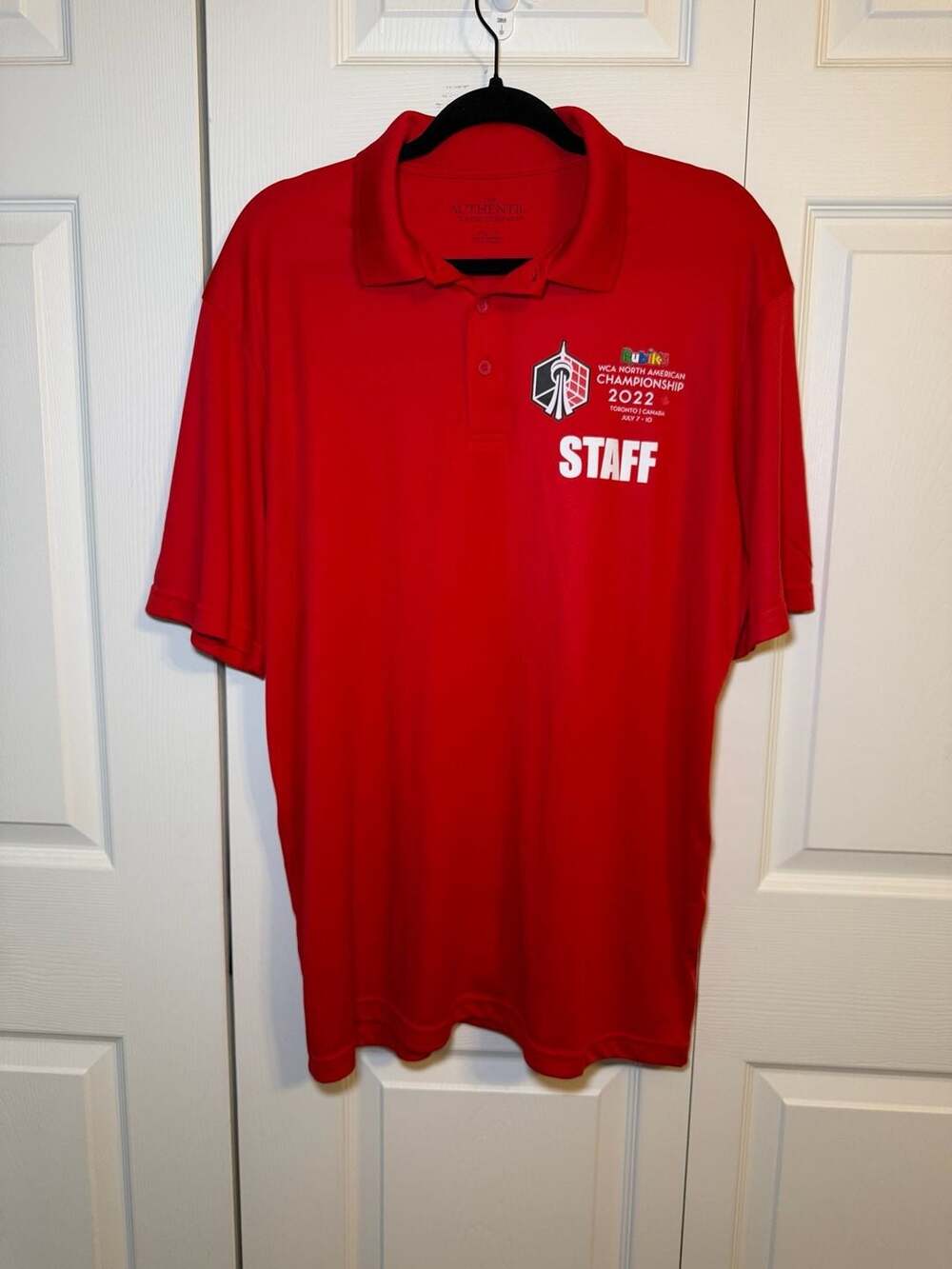 The Authentic T-Shirt Company Polo Size XL Red Rubik's WCA Staff